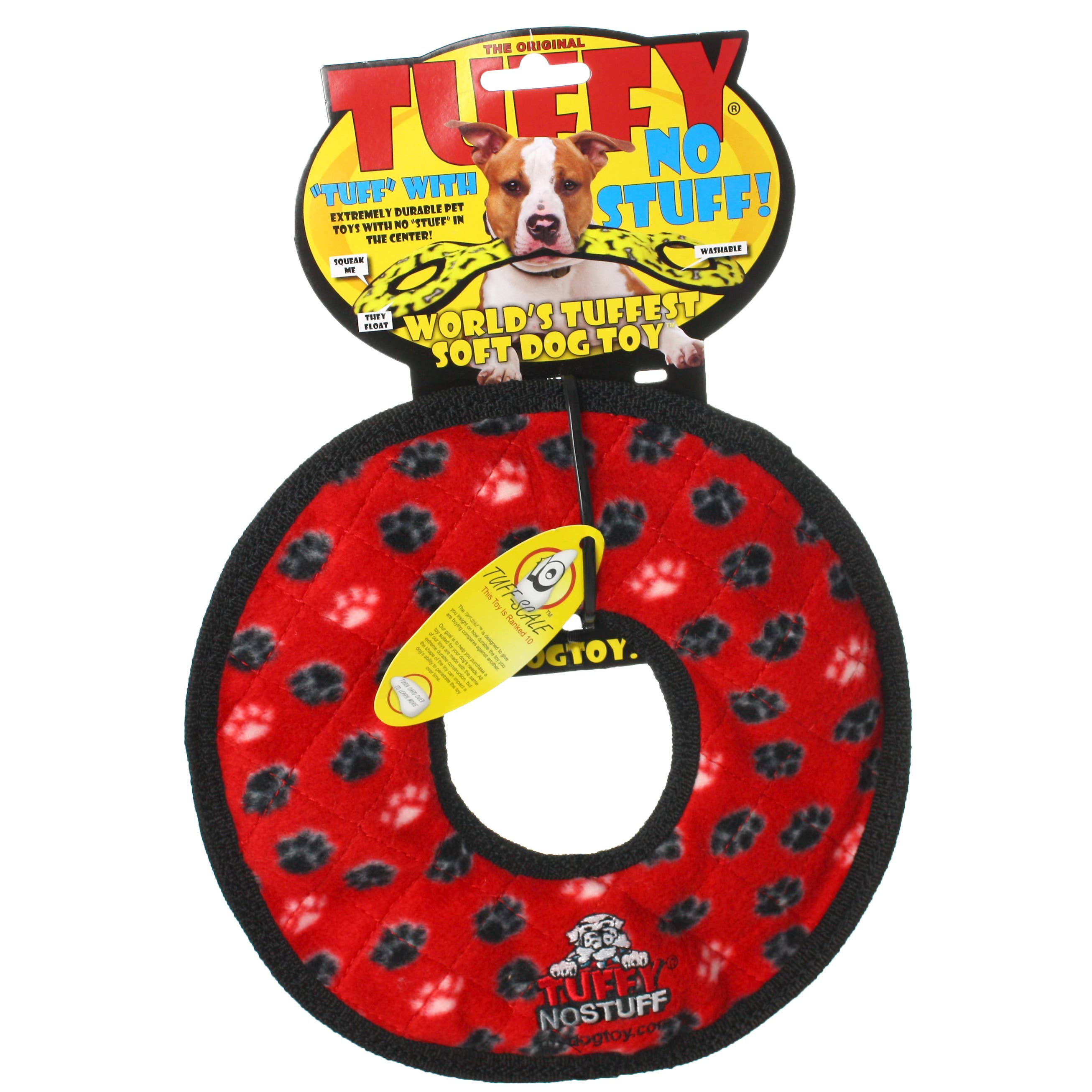 Tuffy No Stuff Ultimate Ring - Red, Durable, Squeaky Dog Toy