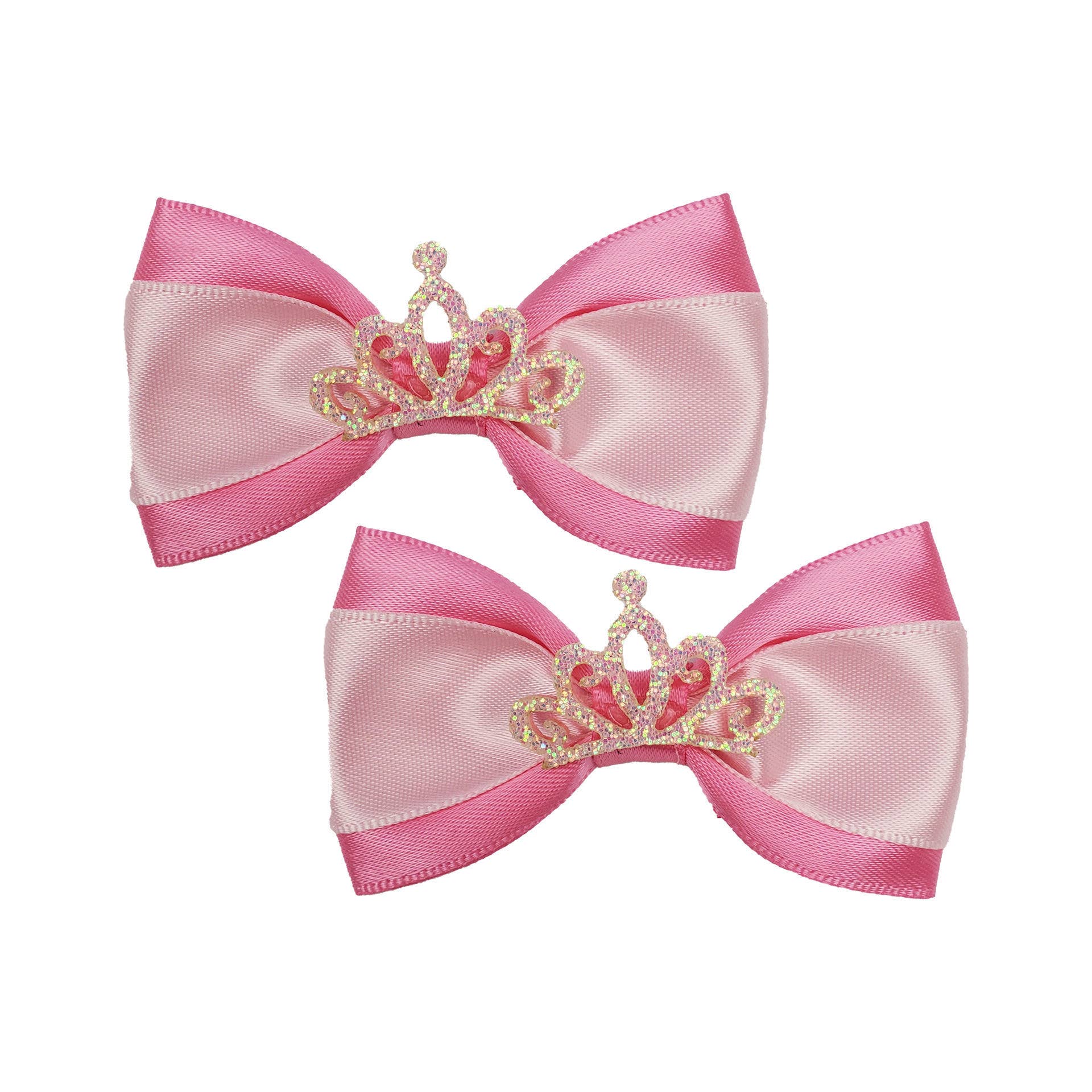 Pink & White with Tiara Dog Hair Bows
