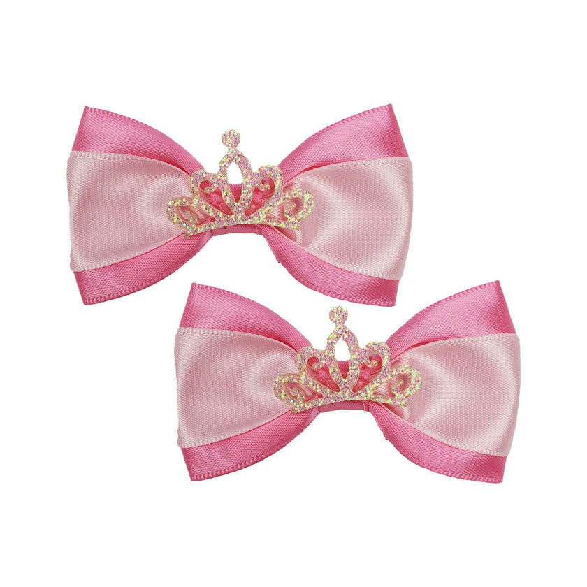 Pink & White with Tiara Dog Hair Bows