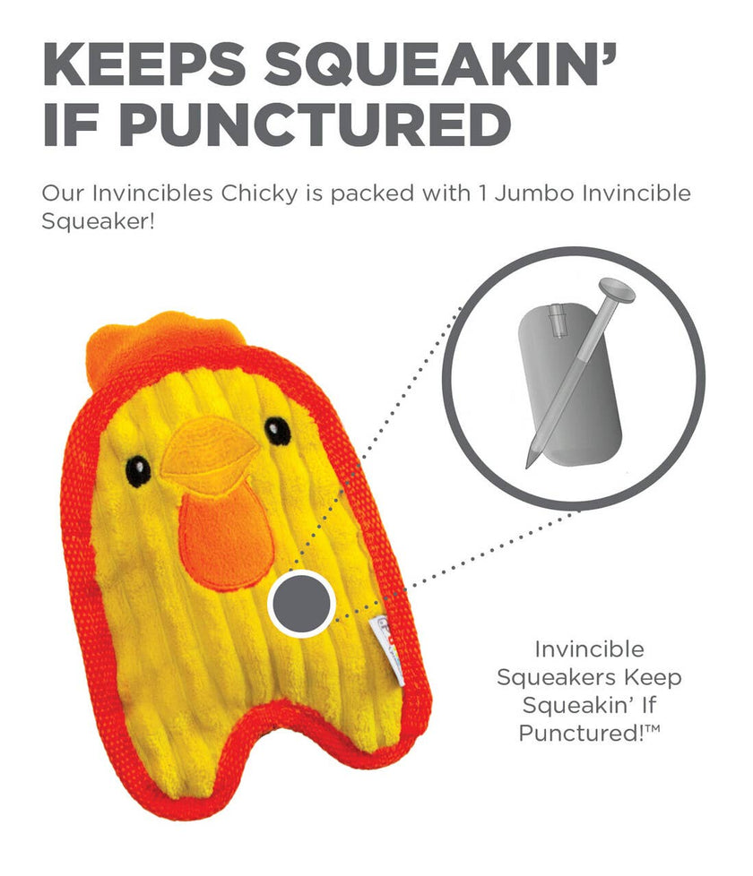 Outward Hound Invincibles Chicky Durable Dog Toy Yellow XS