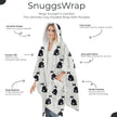 Black & White Cat Snugg Wraps with Hoodie – Ultra Soft Sherpa Fleece Wrap for Pet Lovers
