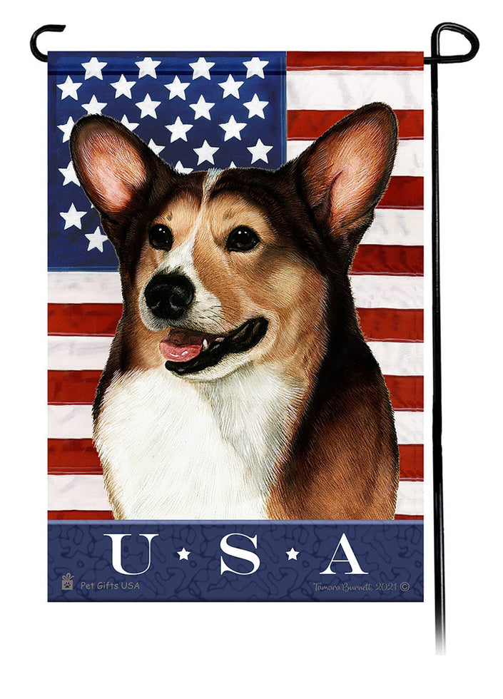 Corgi Pembroke Sable & White True Blue Garden Flag