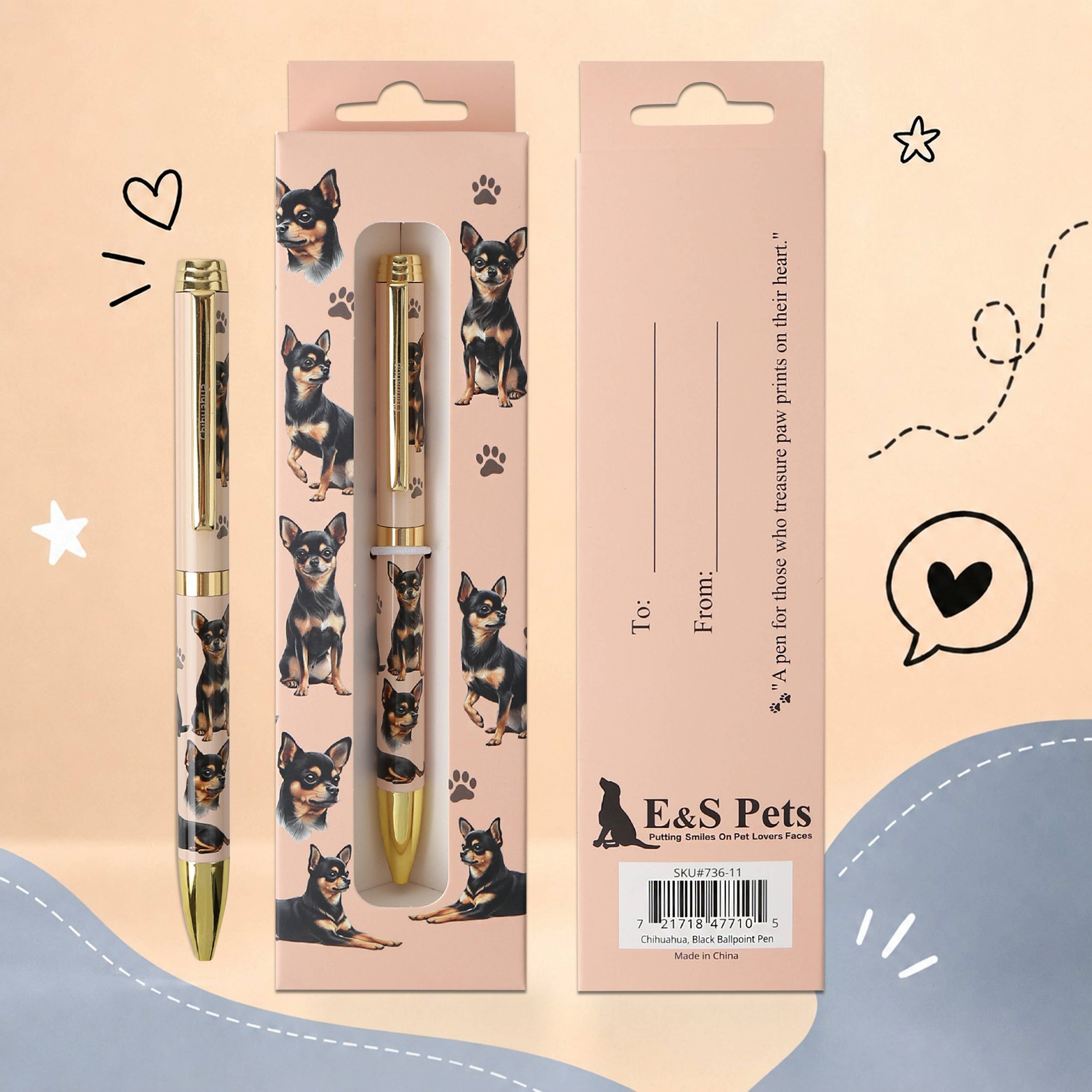 Chihuahua Black Pet Lover Ballpoint Pen