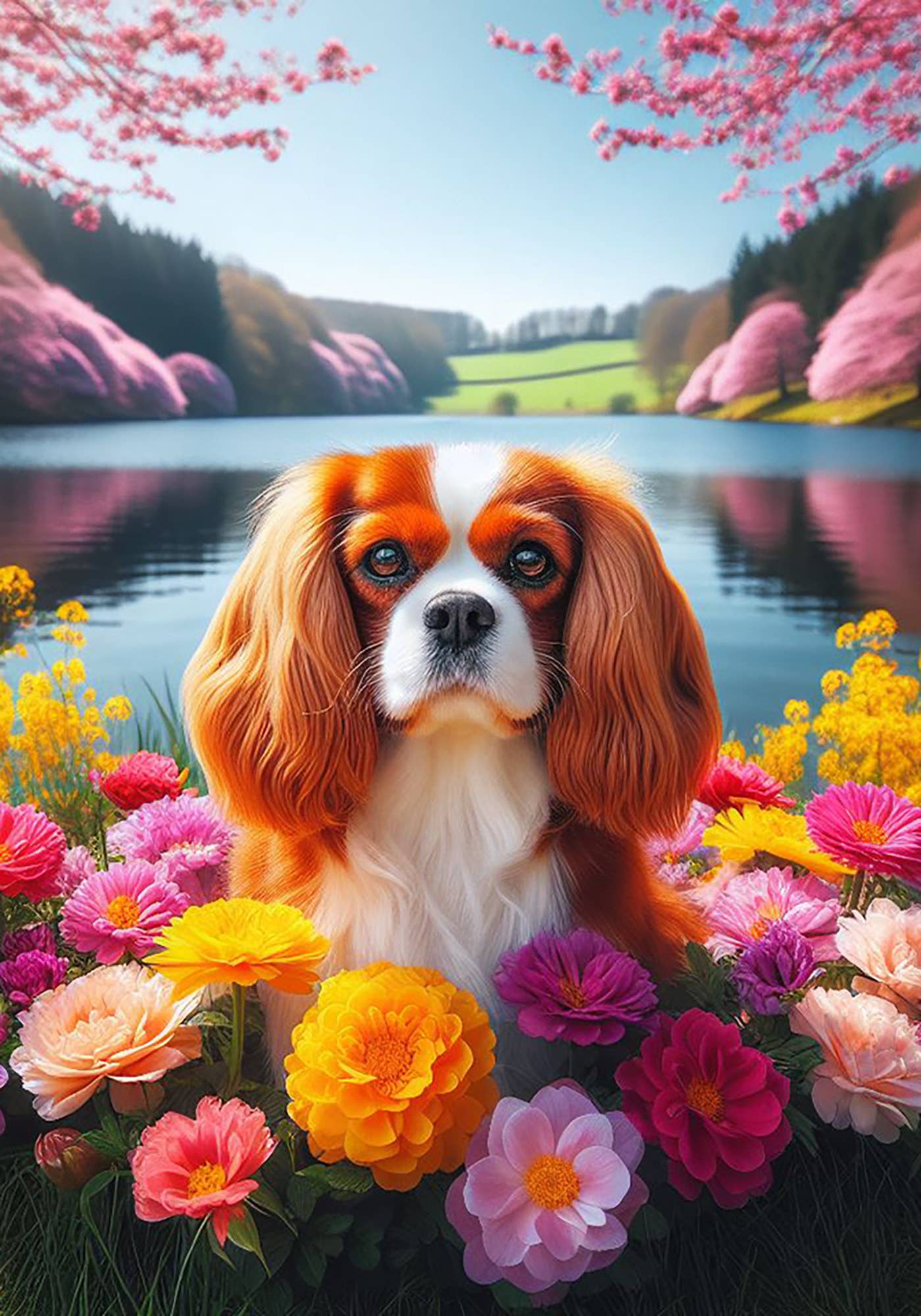 Cavalier King Charles Blen Colorful Spring Large House Flag