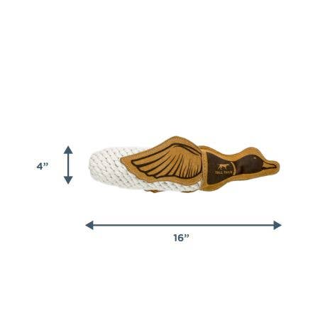 Dog Toy Duck Natural Leather Quacker Rope Tug Toy