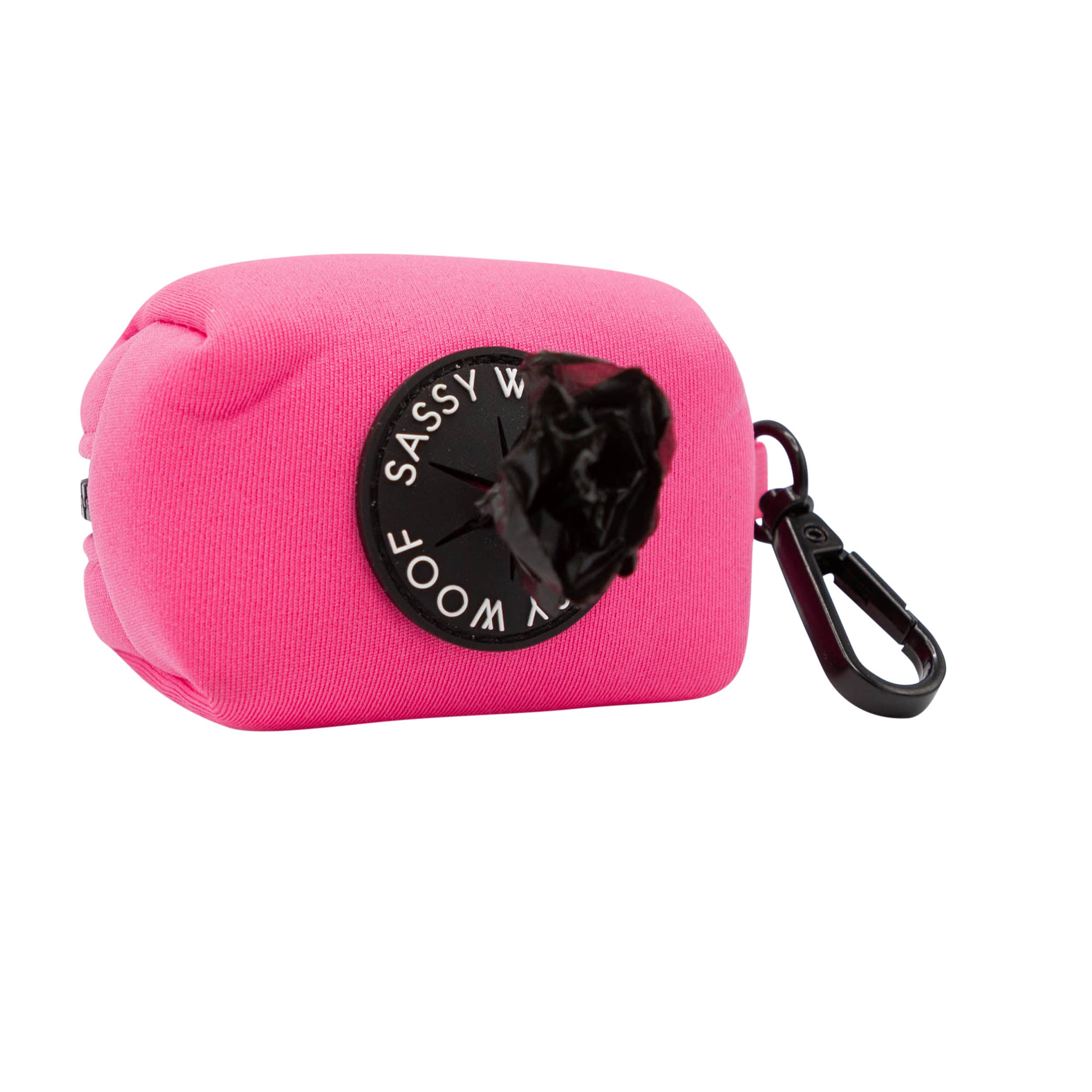 Dog Waste Bag Holder Neon Pink With Clasp
