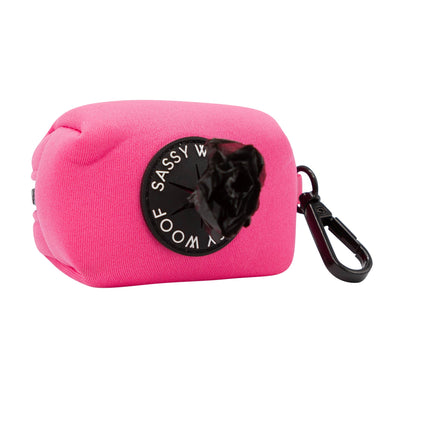 Dog Waste Bag Holder Neon Pink With Clasp