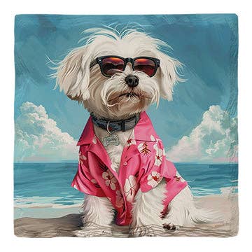Maltese Beach Dog | Drink Coaster