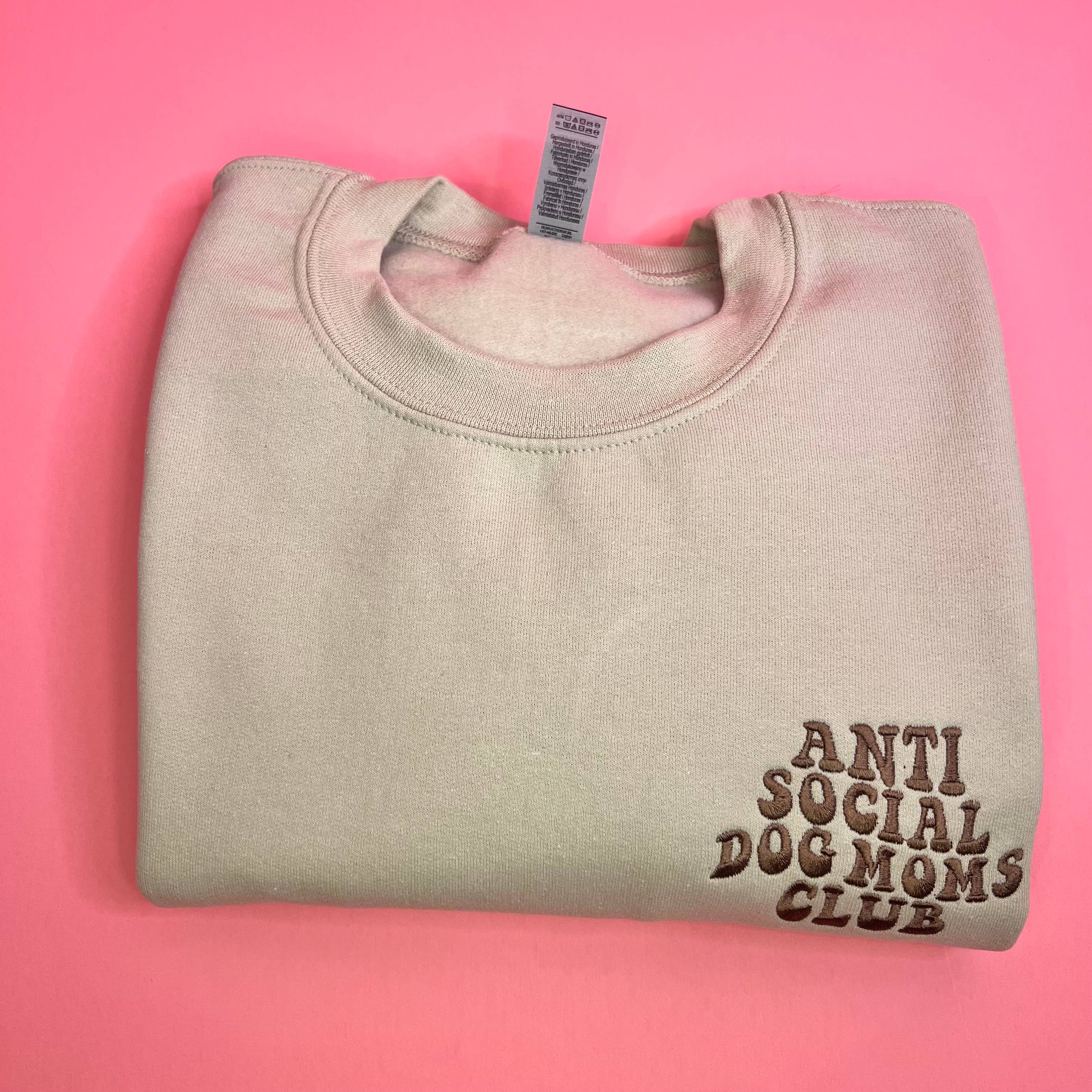 Anti Social Dog Moms Club Embroidered Sweater