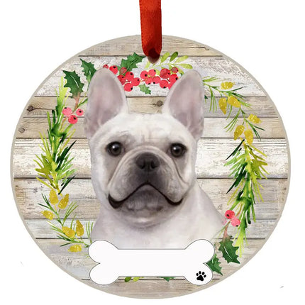 French Bulldog Ceramic Wreath Ornament