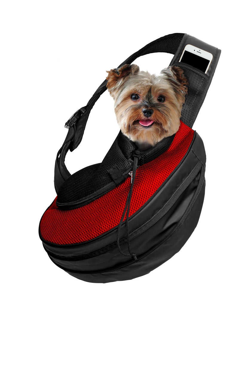 Pet Carrier Expandable Sling For Small Dogs And Cats Red