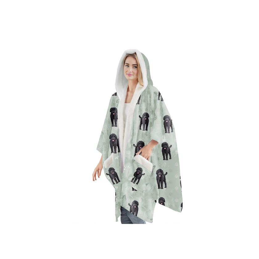 Labradoodle Snugg Wraps with Hoodie – Ultra Soft Sherpa Fleece Wrap for Pet Lovers