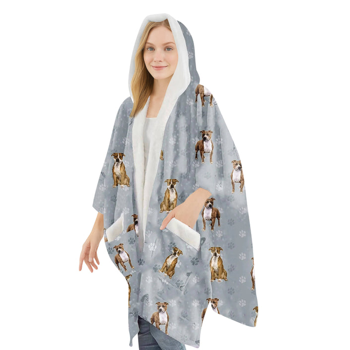 Pitbull Snugg Wraps with Hoodie – Ultra Soft Sherpa Fleece Wrap for Pet Lovers
