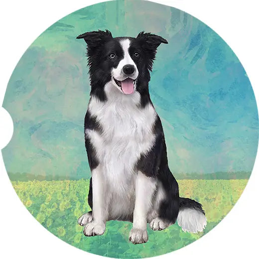 Border Collie Car Coaster Sitting