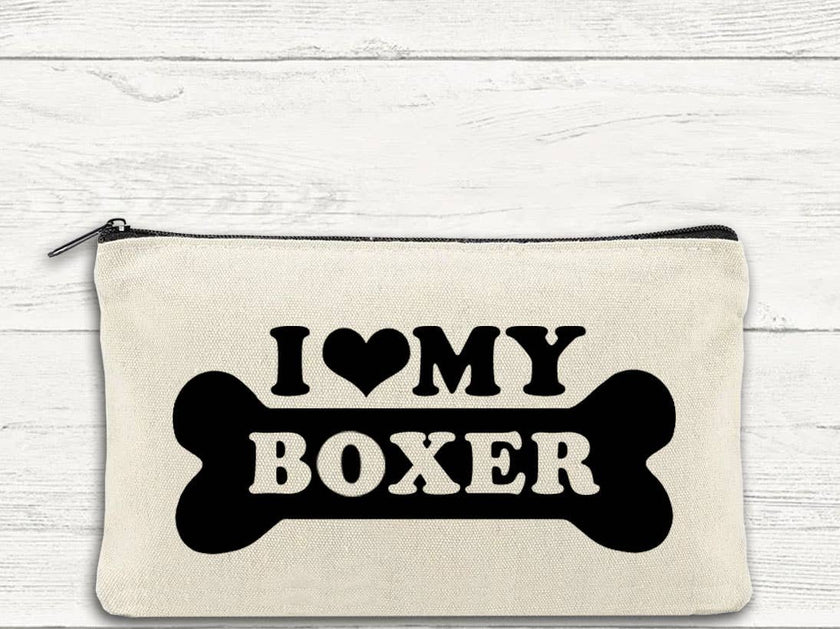 I Love My Boxer Canvas Multi-Purpose Zipper Bag