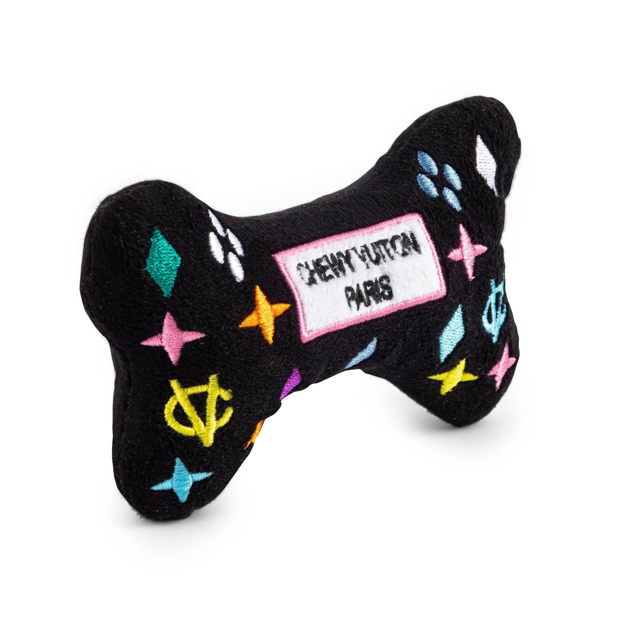 Black Monogram Chewy Vuiton Bone Squeaker Dog Toy