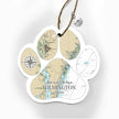 Wood Paw Print Ornament with Map Custom Location!