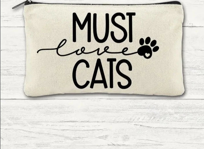 Canvas Zipper Bag - Must Love Cats