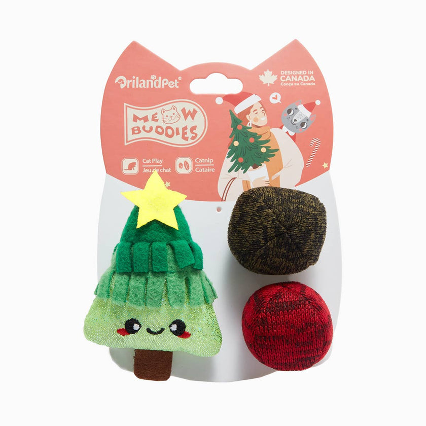 Cat Toy Christmas Tree Holiday Feline Xmas Tree Catnip Toy Set