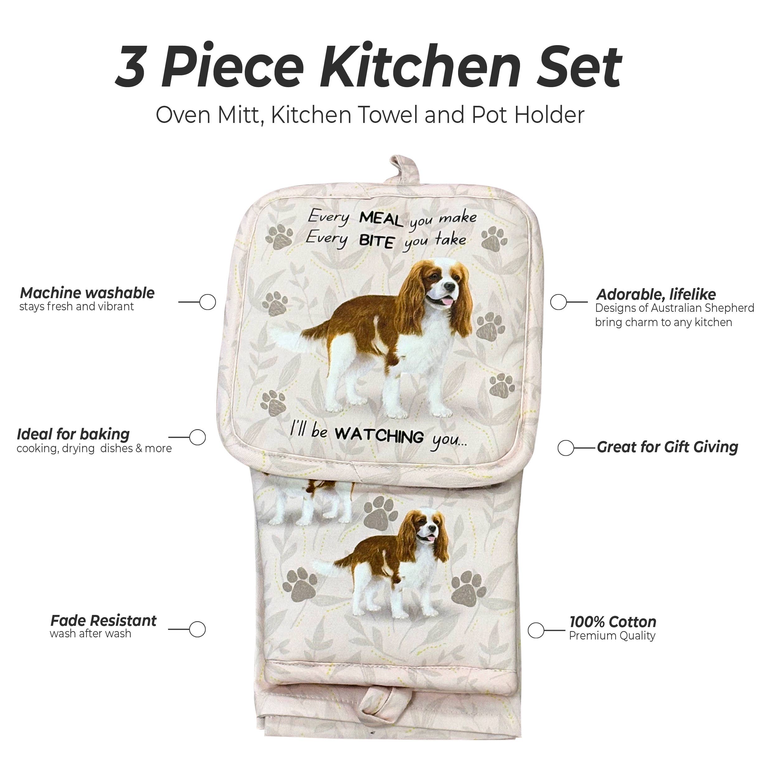 Cavalier King Charles, oven mitt set