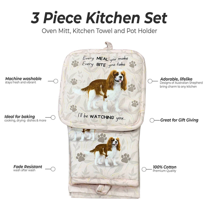 Cavalier King Charles, oven mitt set