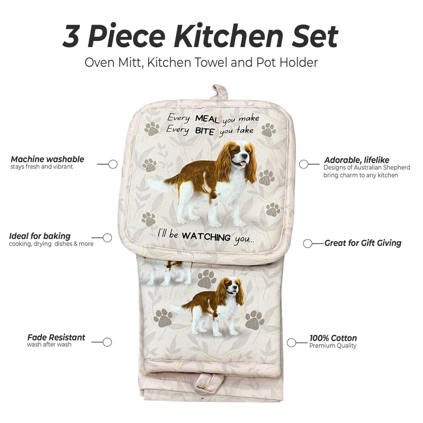 Cavalier King Charles, oven mitt set