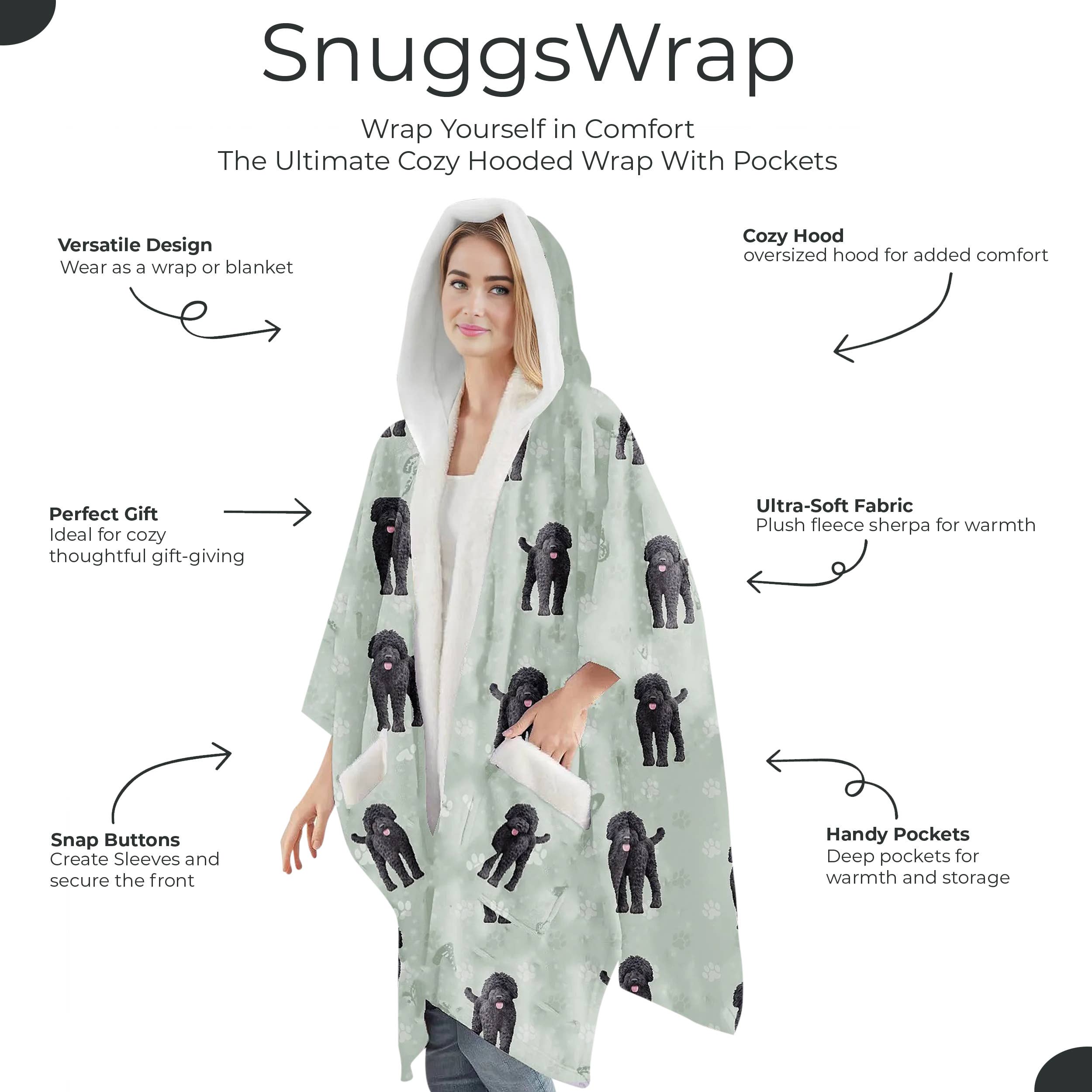 Labradoodle Snugg Wraps with Hoodie – Ultra Soft Sherpa Fleece Wrap for Pet Lovers