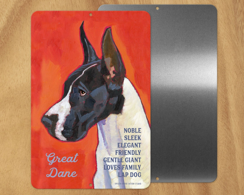 Great Dane (Black & White Cropped) -UD Metal Sign
