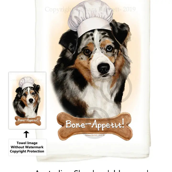 Australian Shepherd Blue Merle Flour Sack Kitchen Towel