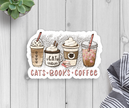 Cats Books Coffee Sticker Vinyl Decal