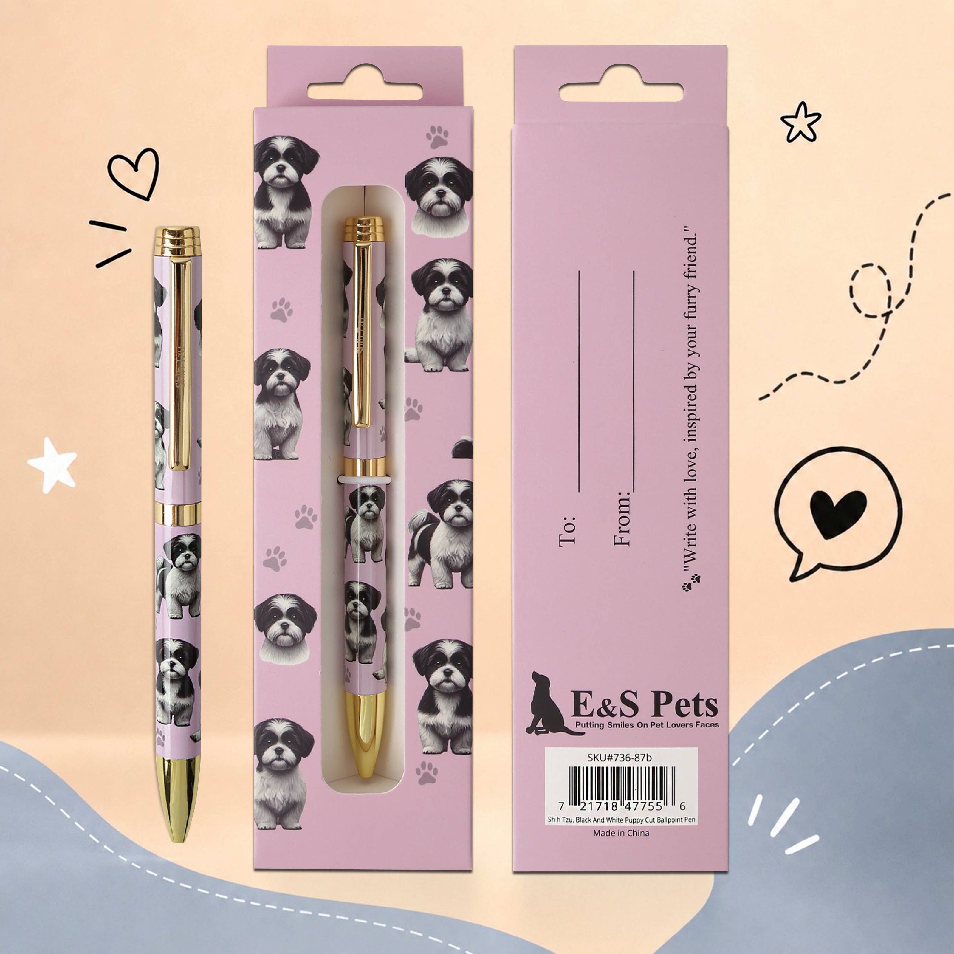Shih Tzu Black and White Pet Lover Ballpoint Pen