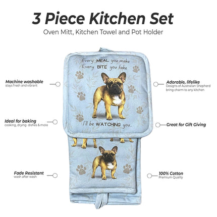 French Bulldog, oven mitt set