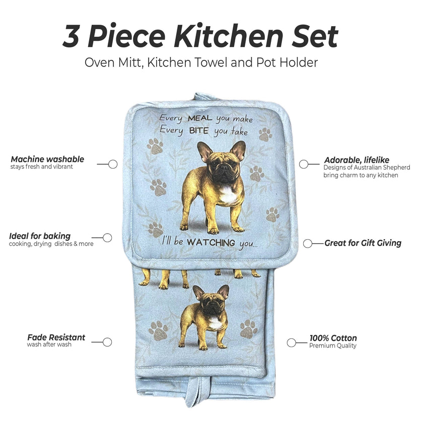 French Bulldog, oven mitt set