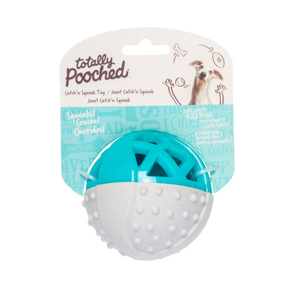 Totally Pooched Catch n' Squeak Ball Foam Rubber Grey/Teal