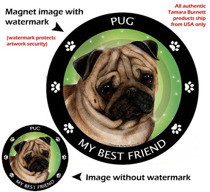 Pug Fawn My Best Friend Circular Magnet