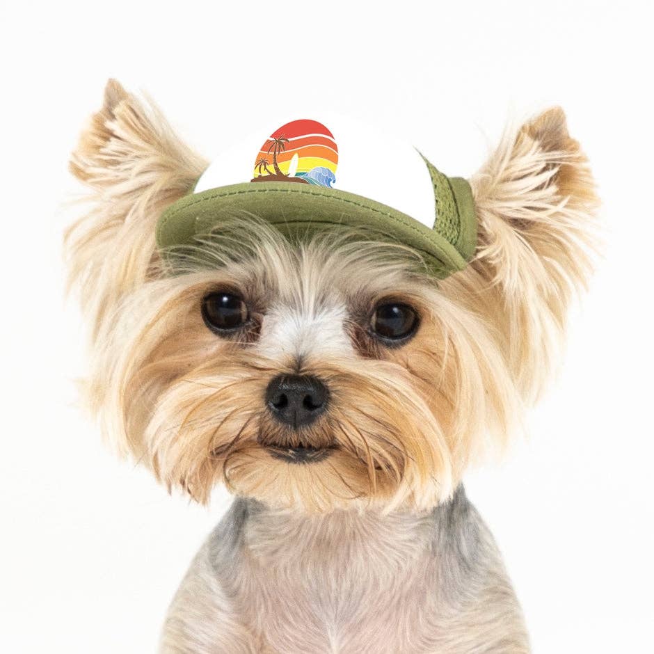 Trucker Hat for Dogs/Cats: Island Sunset Red / L
