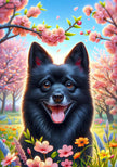 Schipperke Colorful Floral Large House Flag