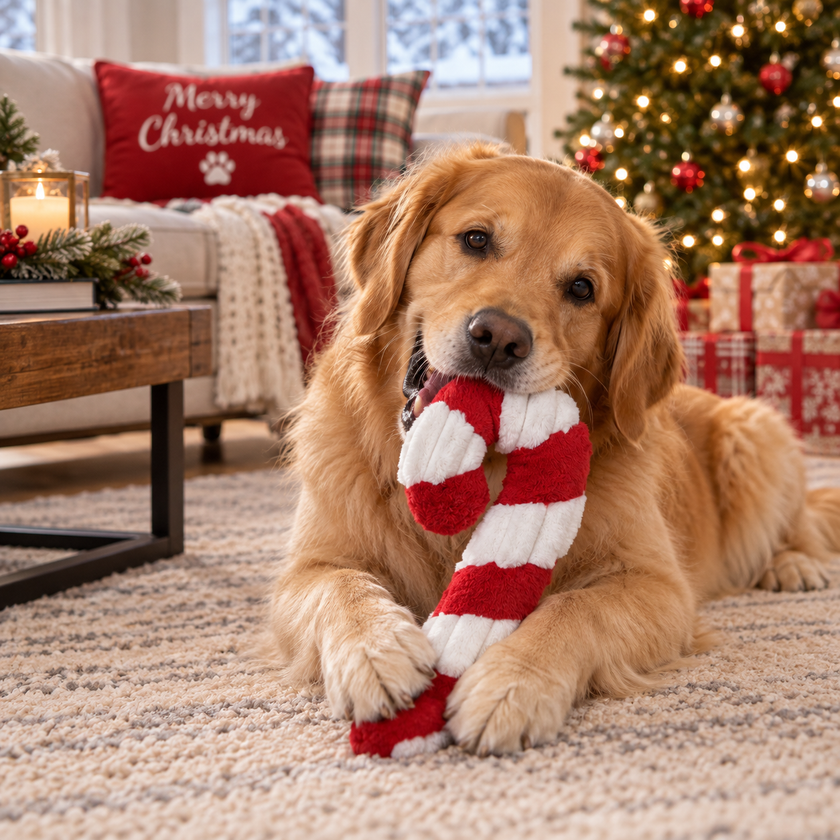 Dog Toy Candy Cane Christmas Plush Toy