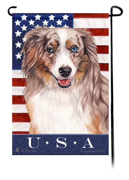 American Shepherd Red Merle True Blue Garden Flag