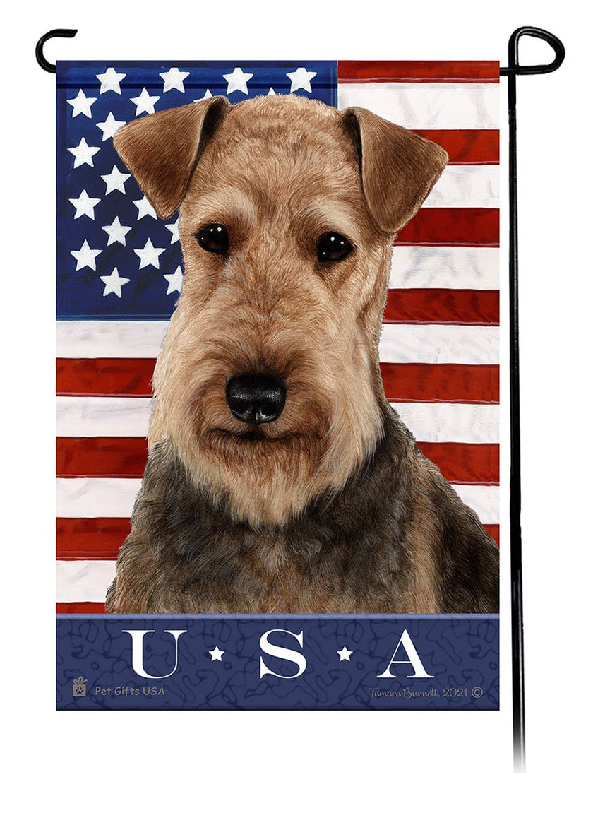 Airedale Patriotic Garden Flag