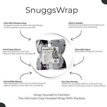 Labrador, Black Snugg Wraps with Hoodie – Ultra Soft Sherpa Fleece Wrap for Pet Lovers