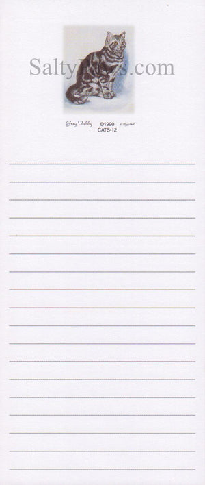 Grey Tabby Cat List Note Pad