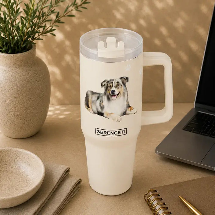 Australian Shepherd 40 oz Tumbler with Handle and Straw Lid