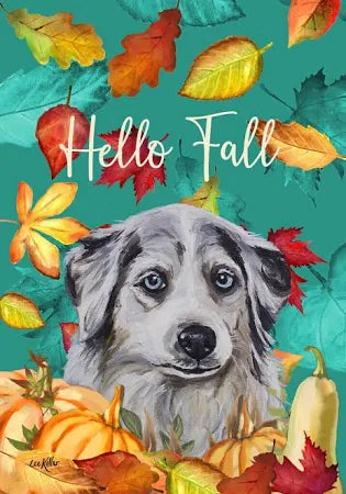 Australian Shepherd (Hello Fall) Large Flag