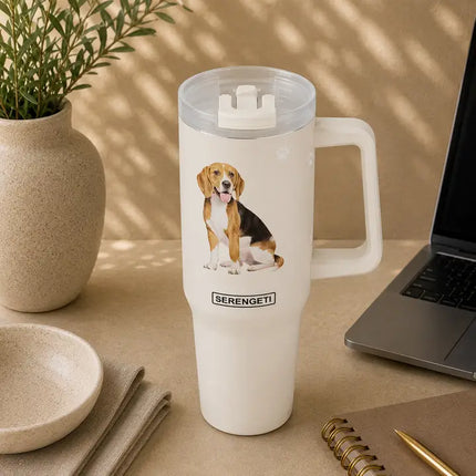 Beagle 40 oz Tumbler with Handle and Straw Lid