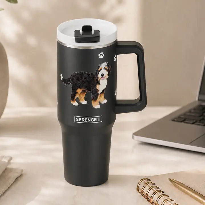 Bernadoodle 40 oz Tumbler with Handle and Straw Lid
