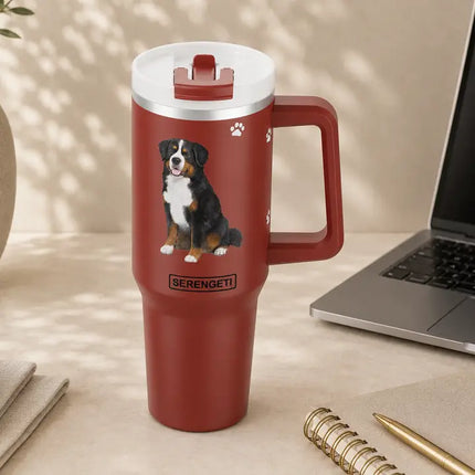 Bernese Mt. Dog 40 oz Tumbler with Handle and Straw Lid