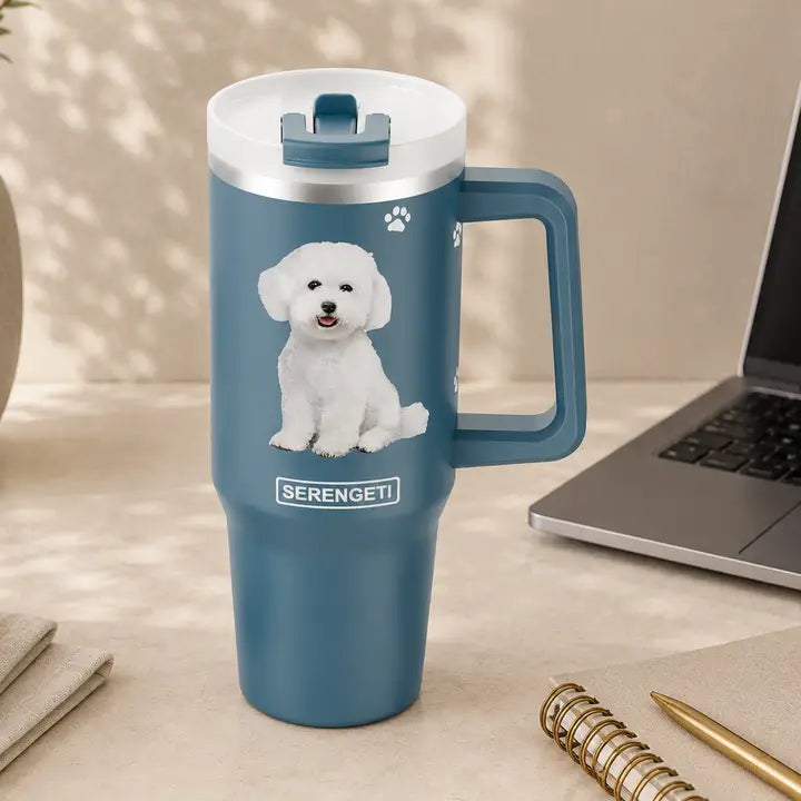 Bichon Frise 40 oz Tumbler with Handle and Straw Lid