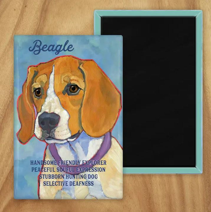 Behold our classic Beagle magnet, meticulously reproduced from an original oil painting by the renowned artist Ursula Dodge. This exquisite 2