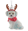 Bichon Frise with Antlers Noble Gems™ Glass Ornament